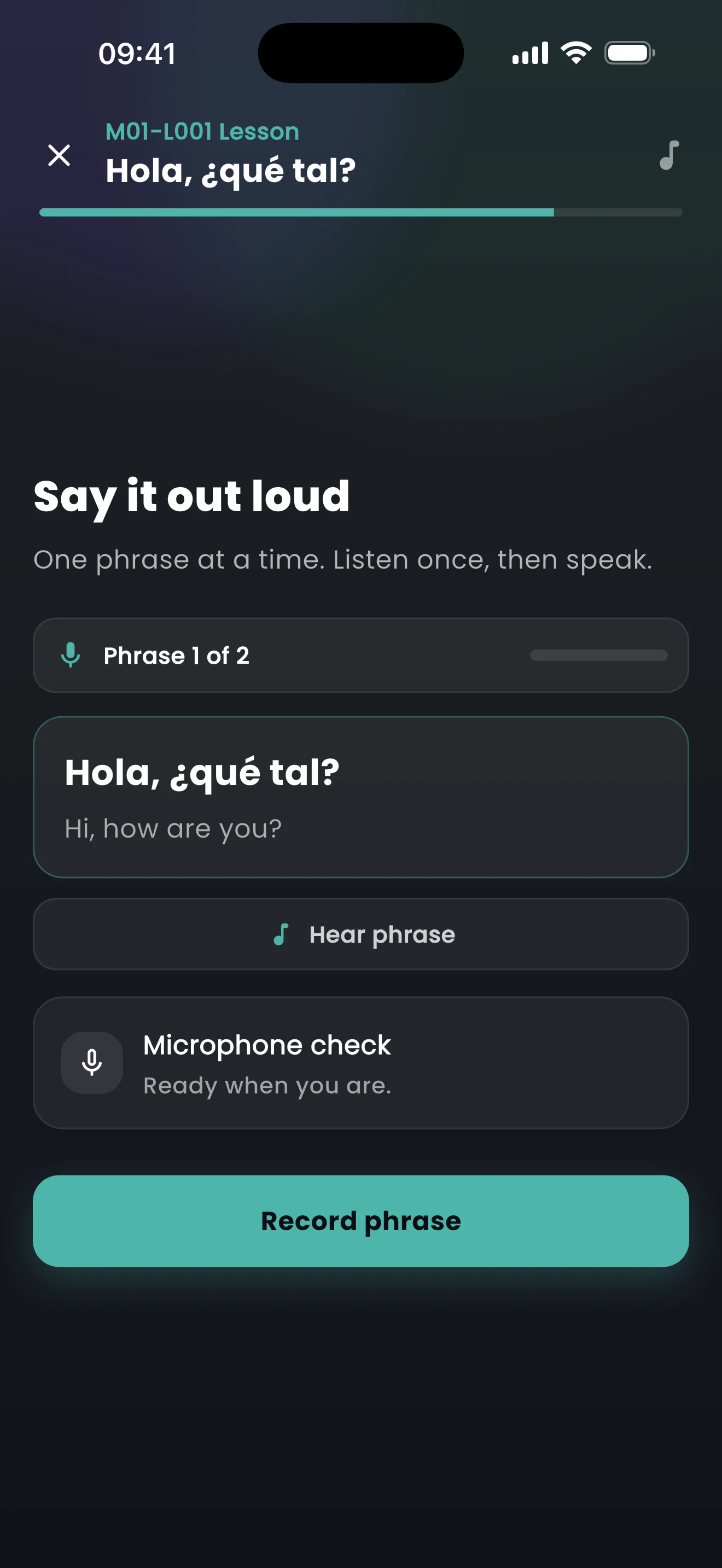 Speaking practice in SingoLingo